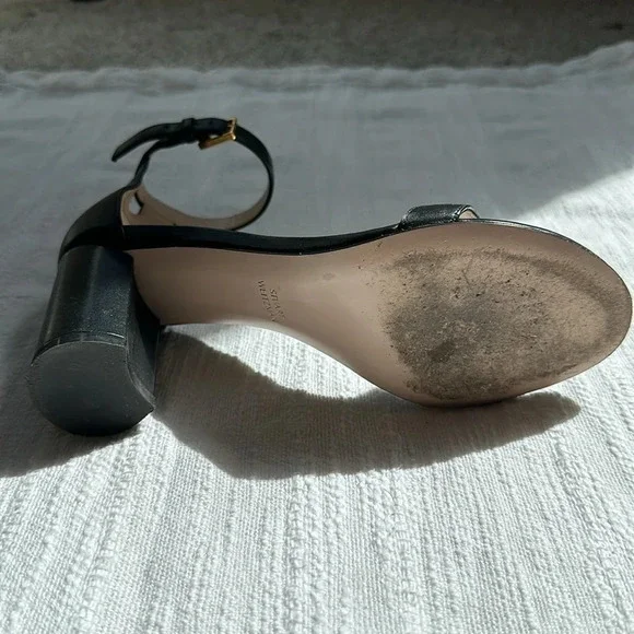 Stuart Weitzman 75Lessnudist Black Nappa Leather Sandals, Size 7M, EEUC - Picture 6 of 16